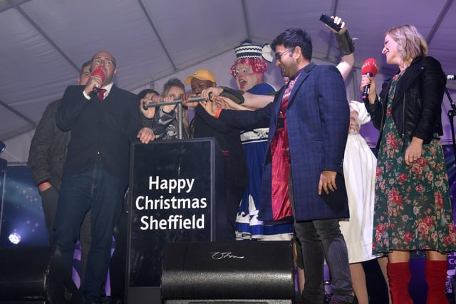 The Sheffield Christmas Light Switch On, involving stars of Peter Pan at the Lyceum