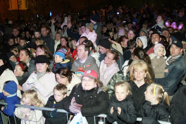 Some of the large crowd in attendance at the Christmas light switch on in Chesterfield