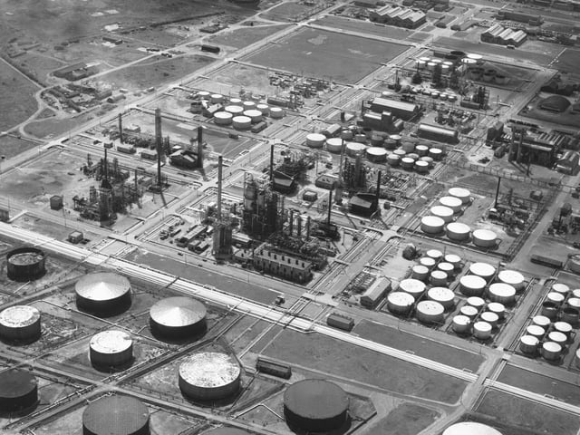 Aerial shot of the refineries at Grangemouth, Stirlingshire in June 1966.
