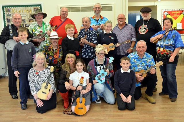The day that pupils met members of the Hartlepool Ukulele Group. Remember this from six years ago?
