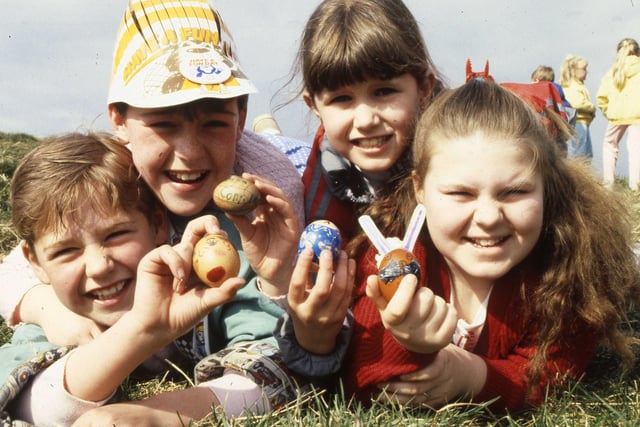 Easter fun at Penshaw Hill  as these youngsters got ready to roll paste eggs.  Pictured left to right are Karen Potter (10), Lisa Conn (10), Victoria Inch (9) and Kelly Brown 10).