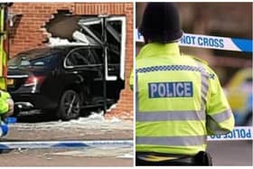Emergency services were called to a cul-de-sac just off Sheffield Road in Killamarsh, Derbyshire, at 10.55am today (Monday, April 10), where a Mercedes was found to have smashed into the property, causing extensive damage