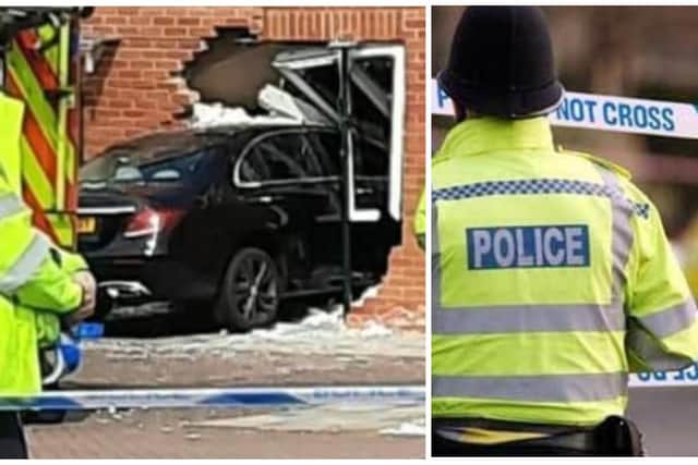Emergency services were called to a cul-de-sac just off Sheffield Road in Killamarsh, Derbyshire, at 10.55am today (Monday, April 10), where a Mercedes was found to have smashed into the property, causing extensive damage