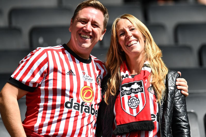 A pair of Sunderland fans enjoy the day against MK Dons.