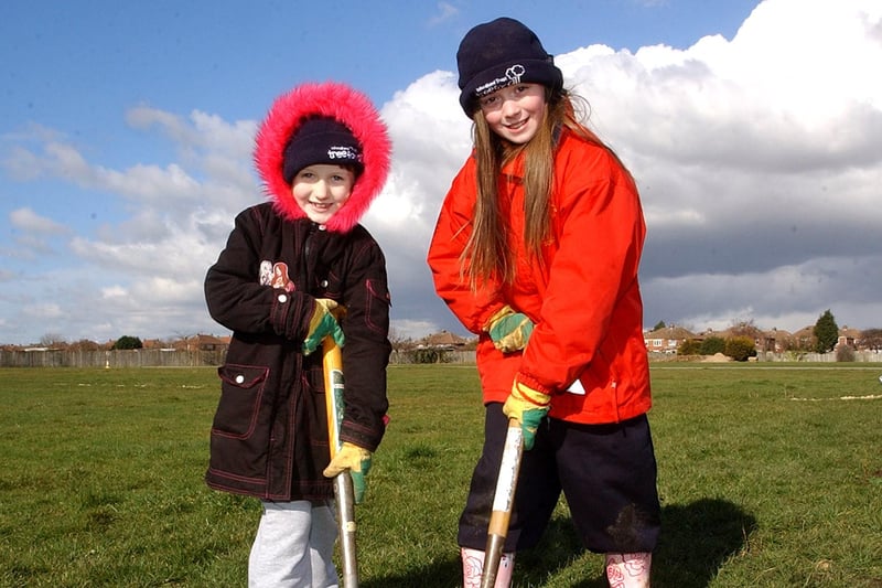 These pupils were busy planting trees at Stranton Cemetery in 2006.