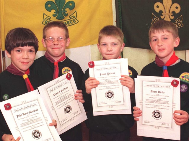 At the Scout Headquarters of the 37th Doncaster troop Greenfield Lane, Balby in 1999 where four cubs received first aid certificates after successfully completing a coure instructed by the St John Ambulance Brigade