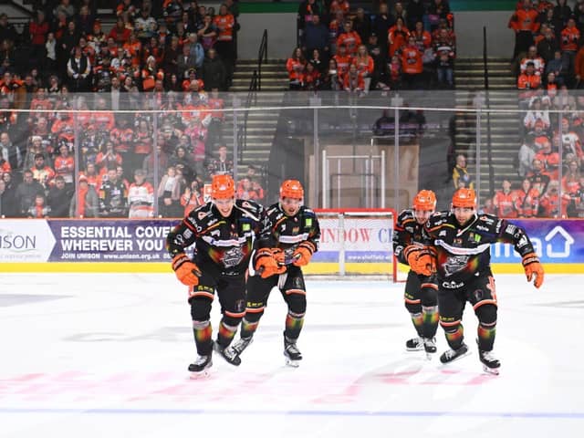 Steelers celebrate their win over Dundee Pic Dean Woolley