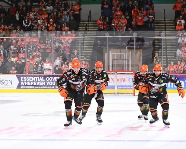 Steelers celebrate their win over Dundee Pic Dean Woolley