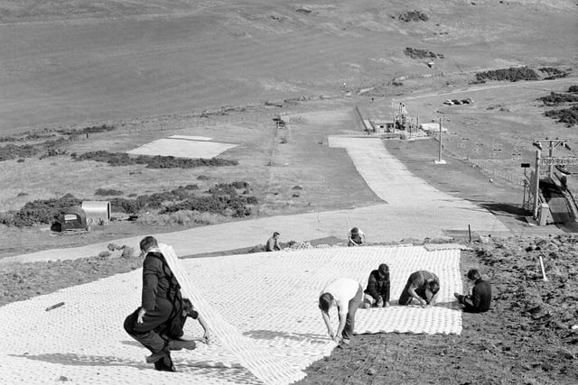 A new extension being added to the Hillend Ski Slope in August 1967.