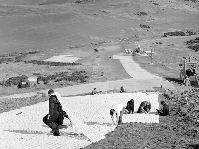 A new extension being added to the Hillend Ski Slope in August 1967.