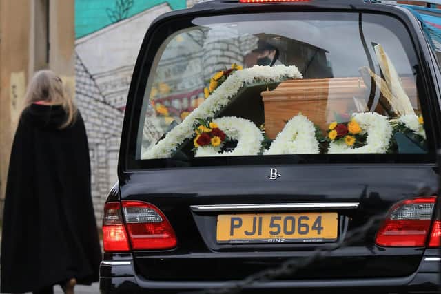 The funeral of little mester Stan Shaw. The cortege visits Kelham Island for one last time. Picture: Chris Etchells