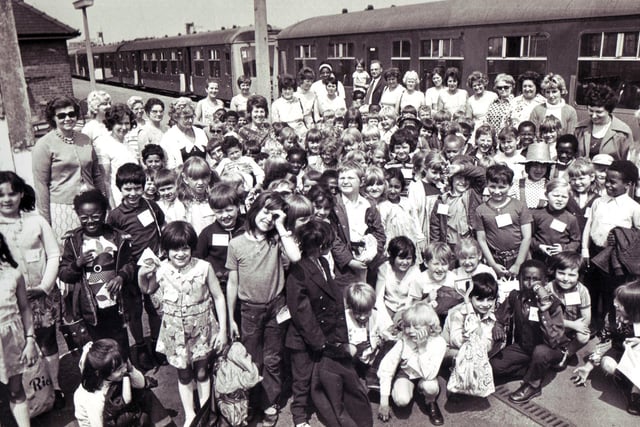 Pupils of All Saints School, Sutherland Road enjoy a train trip to Cleethorpes in 1974