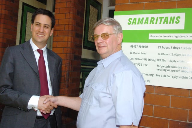 Doncaster North MP Ed Milliband visits Doncaster Samaritans and talks to Director of the Doncaster branch Phil Dilkes