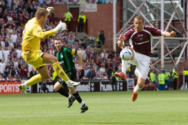 Roman Bednar scores twice, including this 90th minute winner following a Neil Lennon error, to defeat the reigning champions 2-1 at Tynecastle in August 2006.