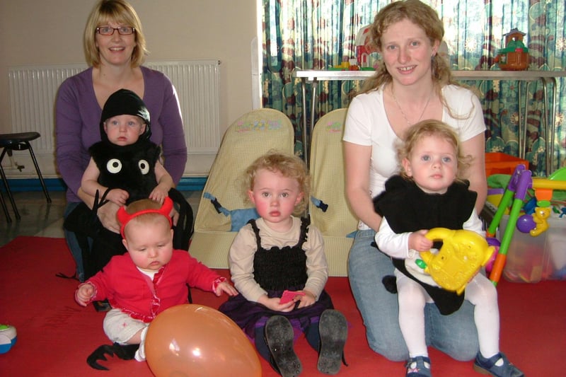 Joanne Davidson with son, Alex, Megan Claxton, Holly Wright, and Sarah and Annabelle Walker celebrating Smiley Tots’ Hallowe’en party in 2006. But where in  the Matlock area was this taken?