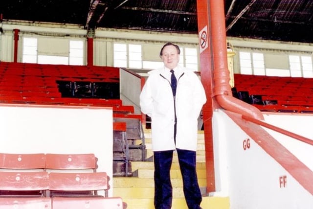 Roger Bramall on the John Street stand at Bramall Lane, prior to its demolition in 1994