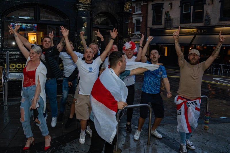 England fans at The Kings Pub in Southsea for the England vs Italy match  on 11 July 2021. Picture: Andy Hornby