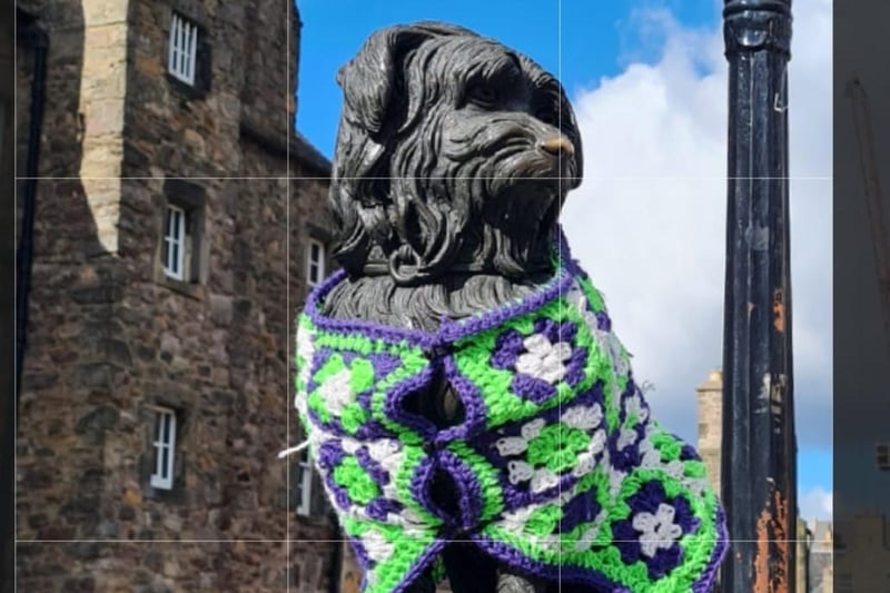 Annie Will shared this picture of Greyfriars Bobby "with a wee coat on".