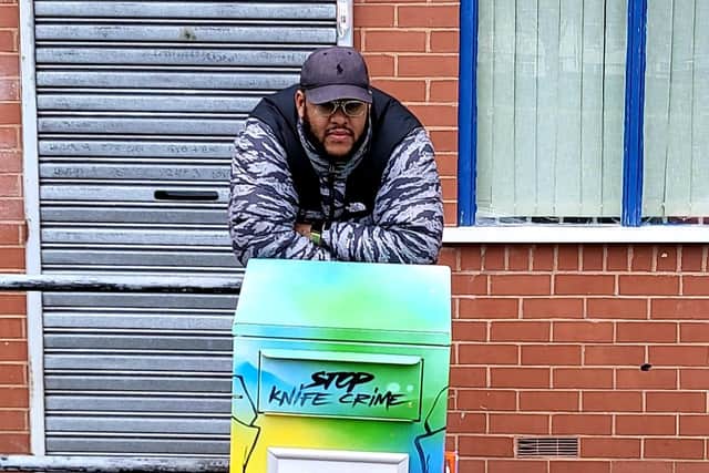 One of Anthony's weapons amnesty bins will be on display at his knife crime awareness exhibition this month.