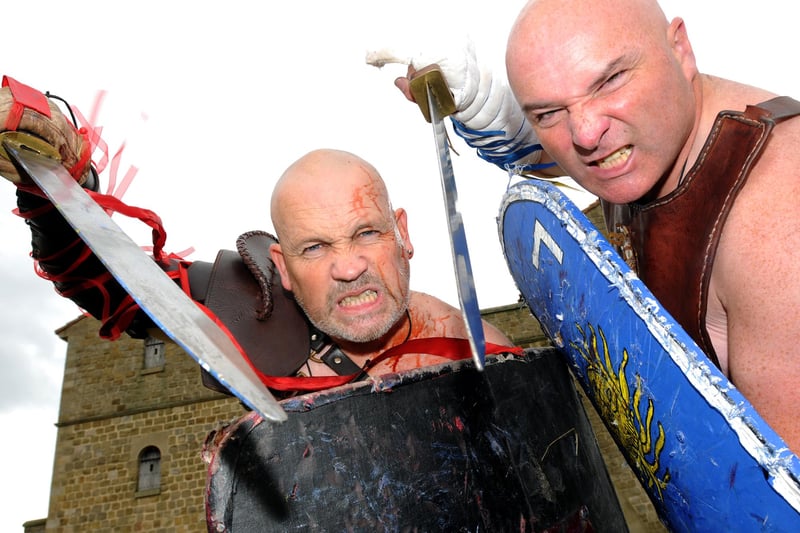 A gladiator battle at Arbeia Roman Fort. Gladiators Lance Prince as Lupus and Gary Rodwell as Priscus were pictured in 2013.