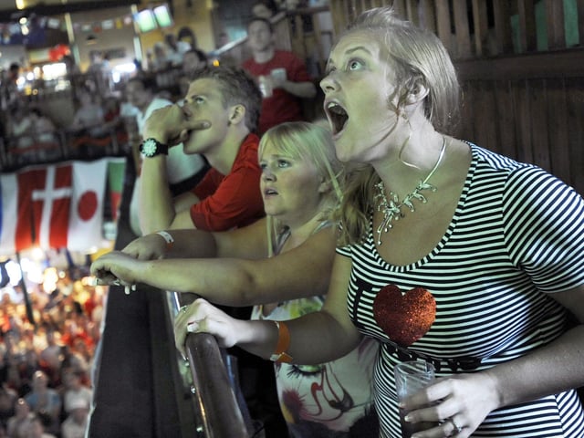 Fans watch the England v Germany World Cup game in the Walkabout Bar in Sheffield City Centre, on June 27, 2010