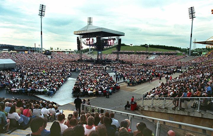 A packed stadium for the Celine Dion concert at Don Valley, July 7, 1999