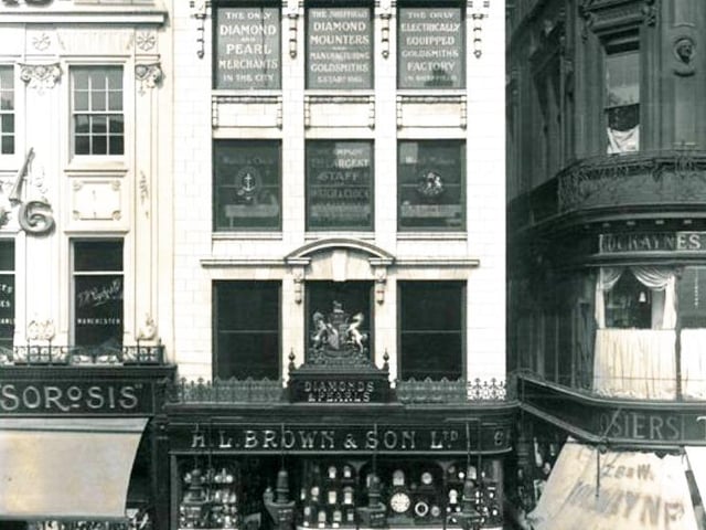The store and offices of H. L Brown Jewellers, Sheffield, in the 1930s