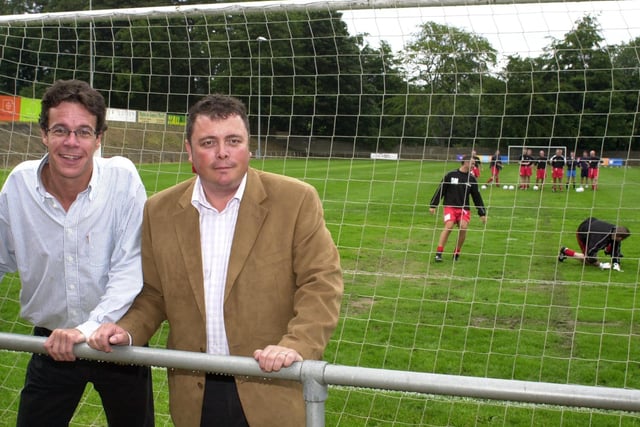 Sheffield FC Club Chairman Richard Tims(right) and club PR Manager Roger Clinton who were off to Barcelona in 2003