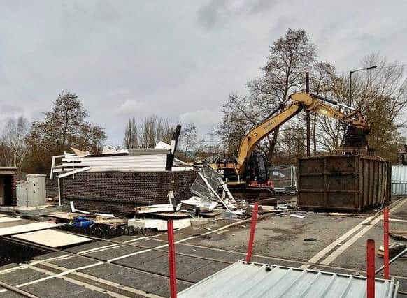 Beighton signal box is demolished.Picture by Keith Bown.