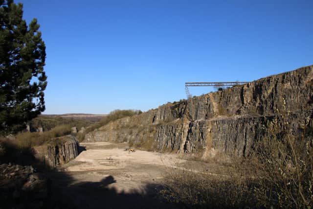 The train track set up at the Derbyshire quarry. Picture by Stefan Gallagher.