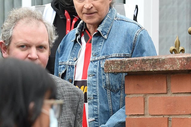 Robert Carlyle pictured during filming for The Full Monty Disney+ miniseries in Manchester