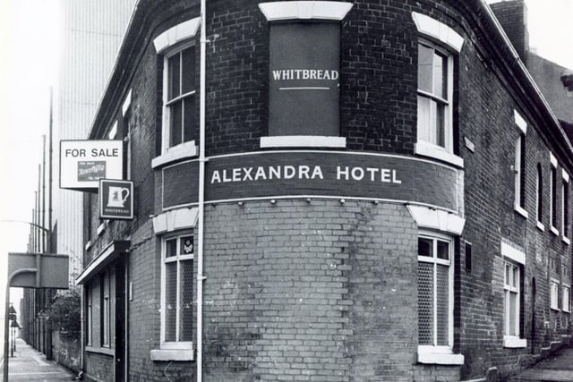 The Alexandra Hotel on Carlisle Street, Sheffield, is up for sale in this photograph from March 1982