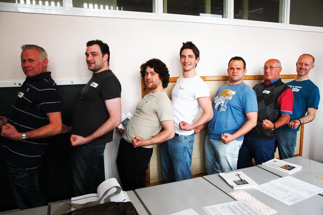 Croft House Operatic Society (CHOS) were looking for local lad to play a role in their 2010 production of The Full Monty at Sheffield City Hall. Cast members are pictured here, ahead of open auditions at Park Library