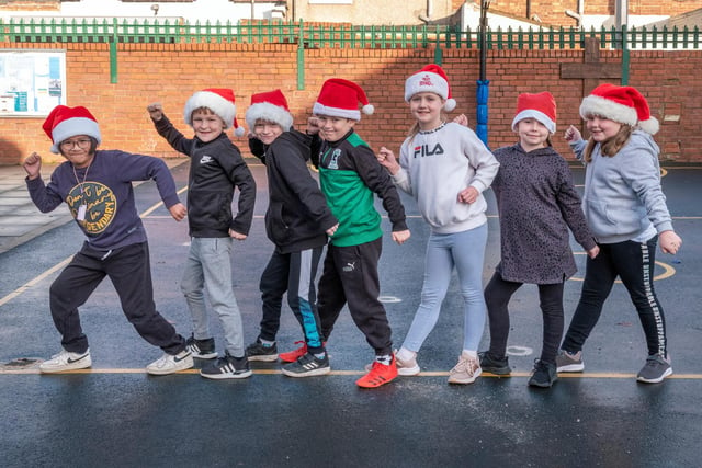 Pupils and staff at St Wilfrid’s Catholic Primary School, in Blyth, took part in a fundraising festive run.