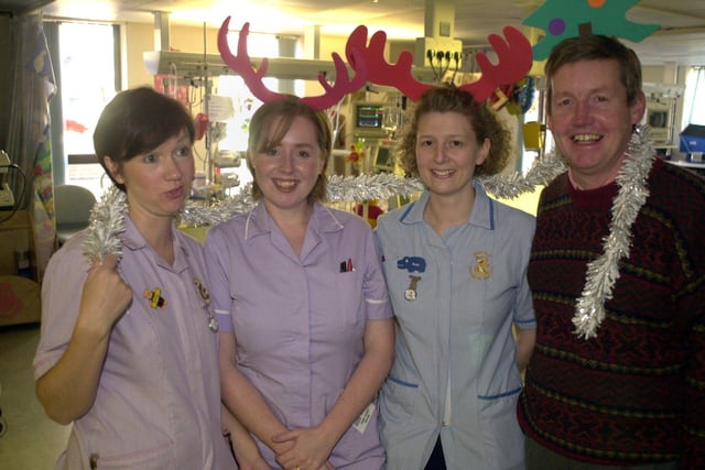 Sheffield Children's Hospital staff working the Christmas 2000 break. Left to right, Sally Lewis, Sue Russell, Rose Kent and Ian Barker.