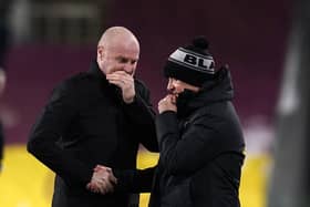 Sean Dyche manager of Burnley talks to Chris Wilder, his counterpart at Sheffield United, at Turf Moor: Andrew Yates/Sportimage