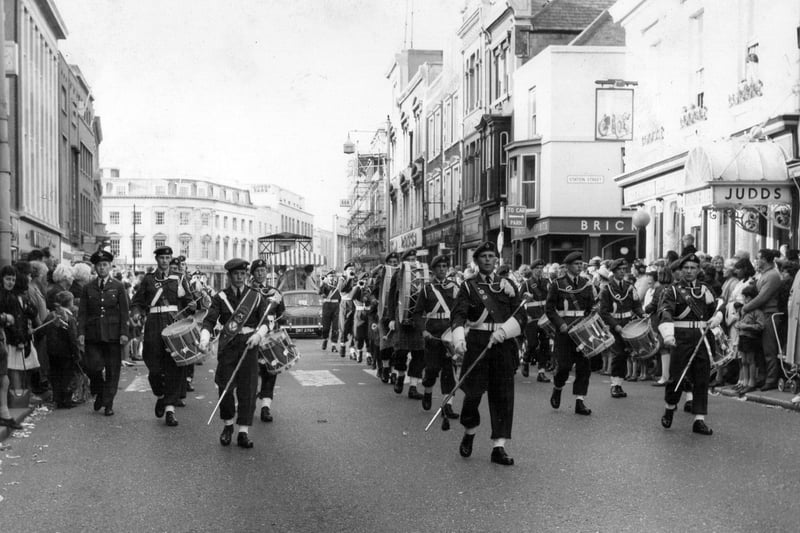 Portsmouth cadets from 1189 Squadron parading in Commercial Road, Portsmouth in 1964.