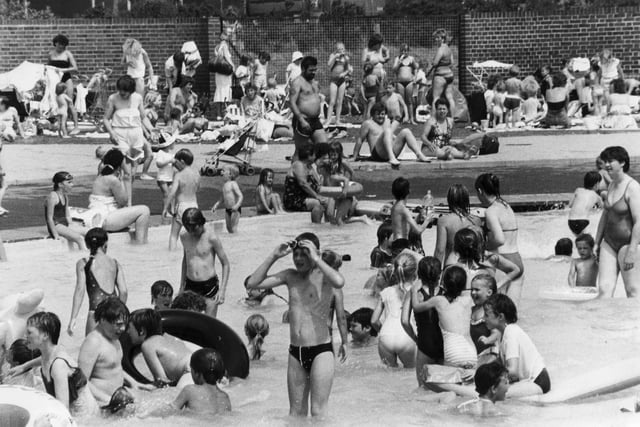There was hardly any room to move in the children's pool in June 1986 - the main pool was out of use.