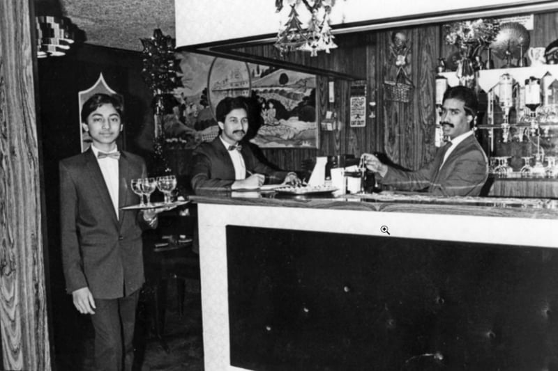 Stepping back to December 1984 and Farouk Hussein serves drinks from the new cocktail bar at the Shanti Tandoori.