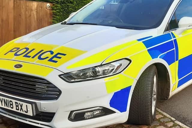 Police said they had received a number of reports from members of the public in recent weeks about groups of men in cars seemingly approaching young people at several schools in the Ecclesall area of Sheffield. File photo of police car