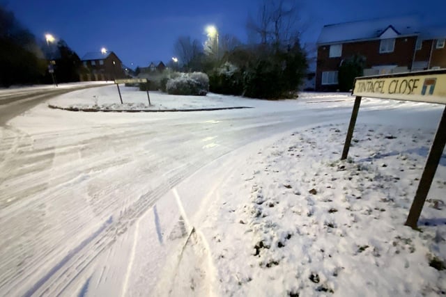 Side roads such as Tintagel Close, in Clavering, were far snowier.