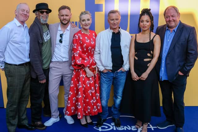 The stars of the Full Monty have told The Star the secrets of how they tried to master Sheffield’s distinctive accent, ahead of the Disney+ show’s premiere on Wednesday. Picture shows the cast at Sheffield at The Leadmill for the first screening of the new Disney+ TV version of the new series.