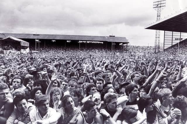 Picture shows the crowd at the Bruce Springsteen concert at Bramall Lane, Sheffield - July 1988 