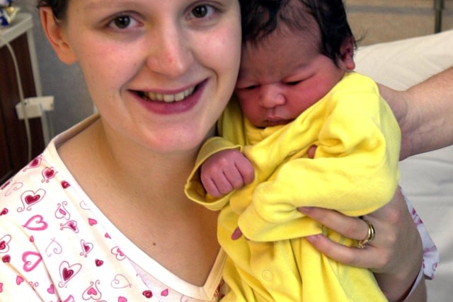 Sarah Hall, aged 19, from Winn Gardens, Sheffield, with baby Javaan, born weighing 7lb 11oz at 4.17am on Christmas Day 2003, at the Jessop Wing maternity unit