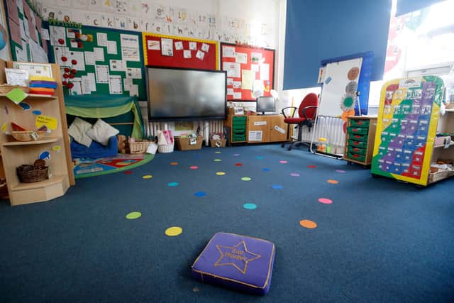 Empty floor spaces in the Reception classroom - Martin Rickett/PA Wire