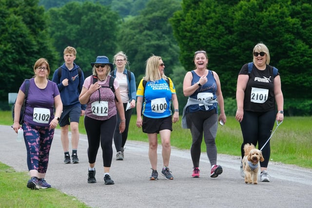Two and four-legged supporters take part in the Sheffield Children's Hospital Charity Chatsworth Walk 2022