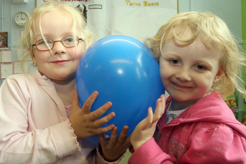 Balloon activities for sport relief at Grassmoor nursery with Karley-Mae Jones and Emily Turner