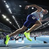 Lee Thompson gets off the mark in the Men's 400 metres at the 2021 European Athletics Indoor Championships.