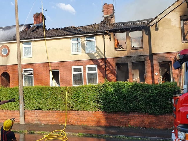 Homes on fire in Maltby.
The fire service wrote: 'Incredible work by the firefighters to tackle the fire in some very difficult circumstances'.