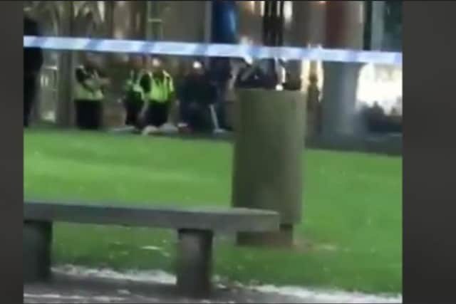 A man at the centre of an emergency incident outside Sheffield Cathedral is now in a stable condition in hospital.